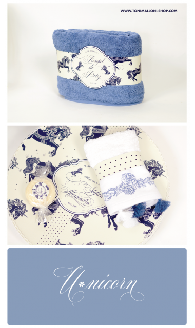 Trusou de botez brodat pentru baiati elegant cu unicorni, Butter Horse 5